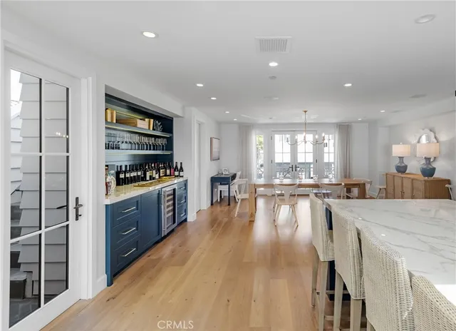 a kitchen with counter top space and appliances