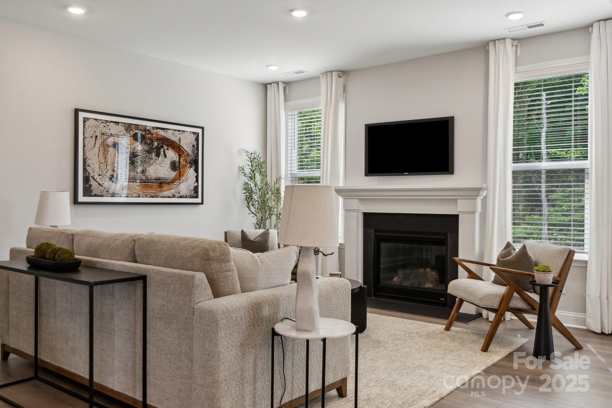 5088 Duval Circle Tega Cay, SC 29708 - Photo 20 of 41 a living room with furniture a flat screen tv and a fireplace