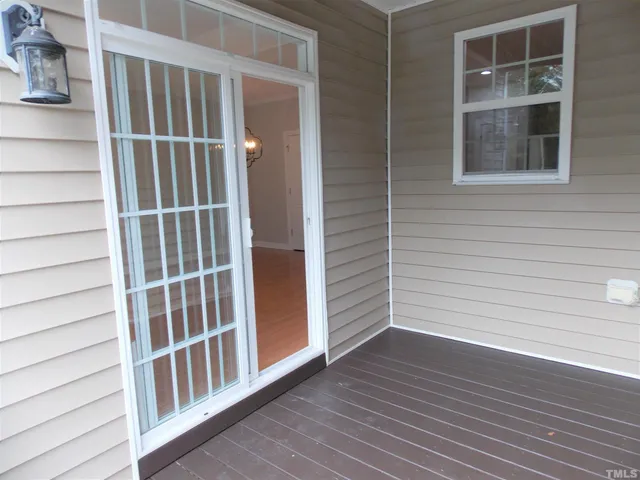 a view of wooden balcony