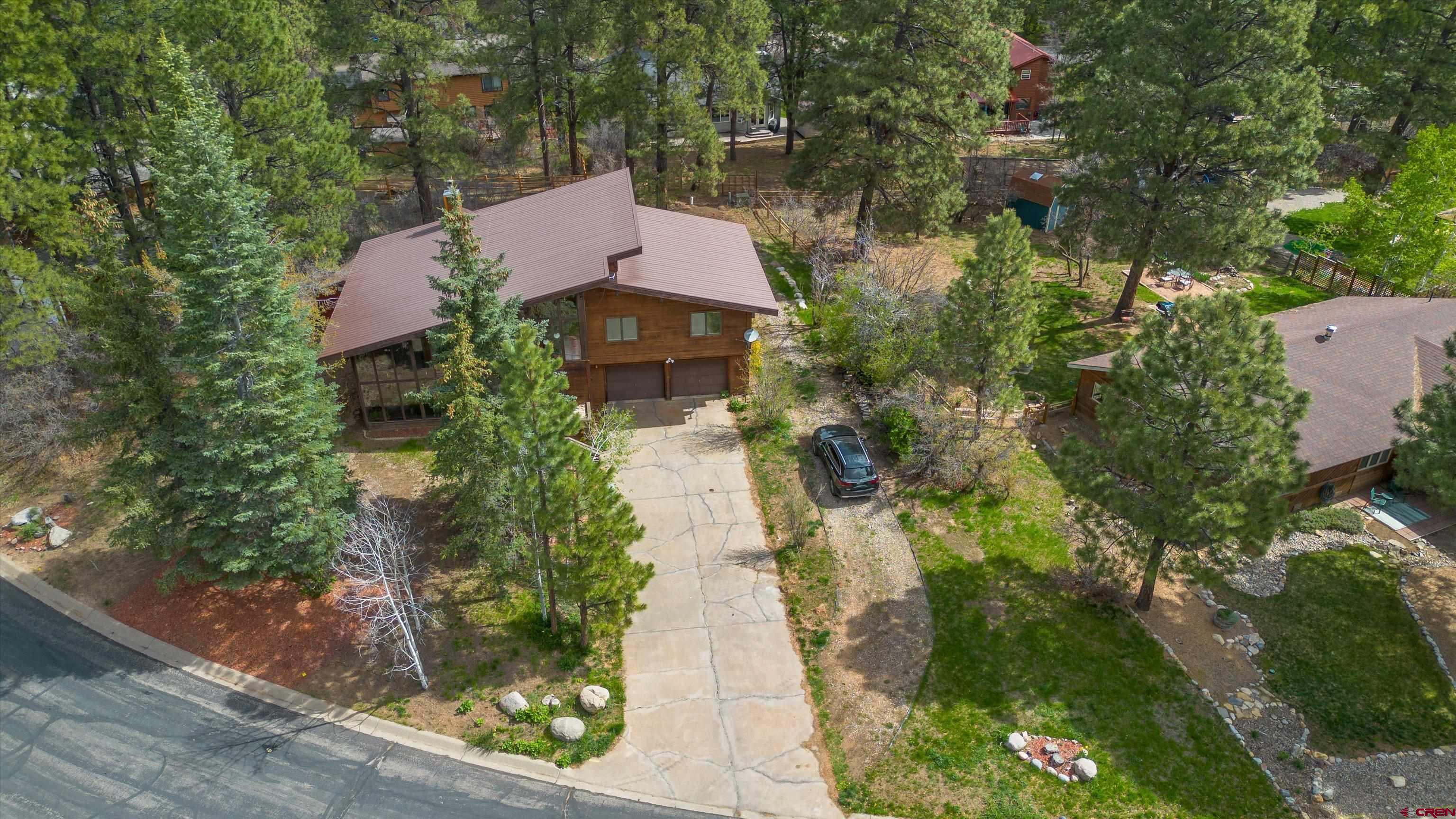 an aerial view of a house