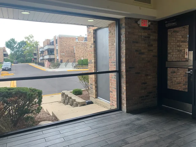 a view of entrance gate of building