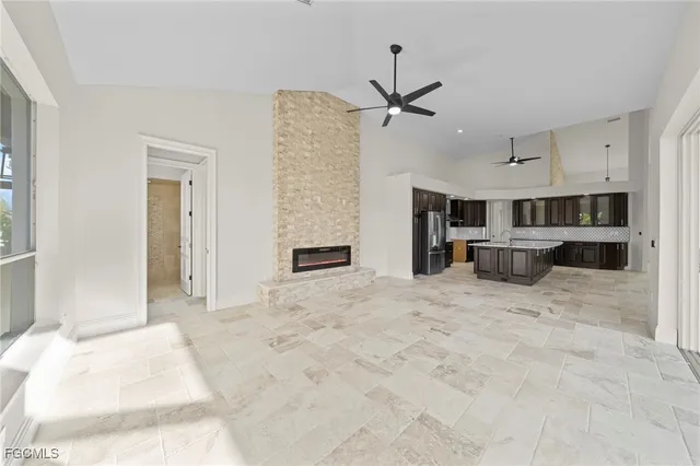 a view of a livingroom with a fireplace