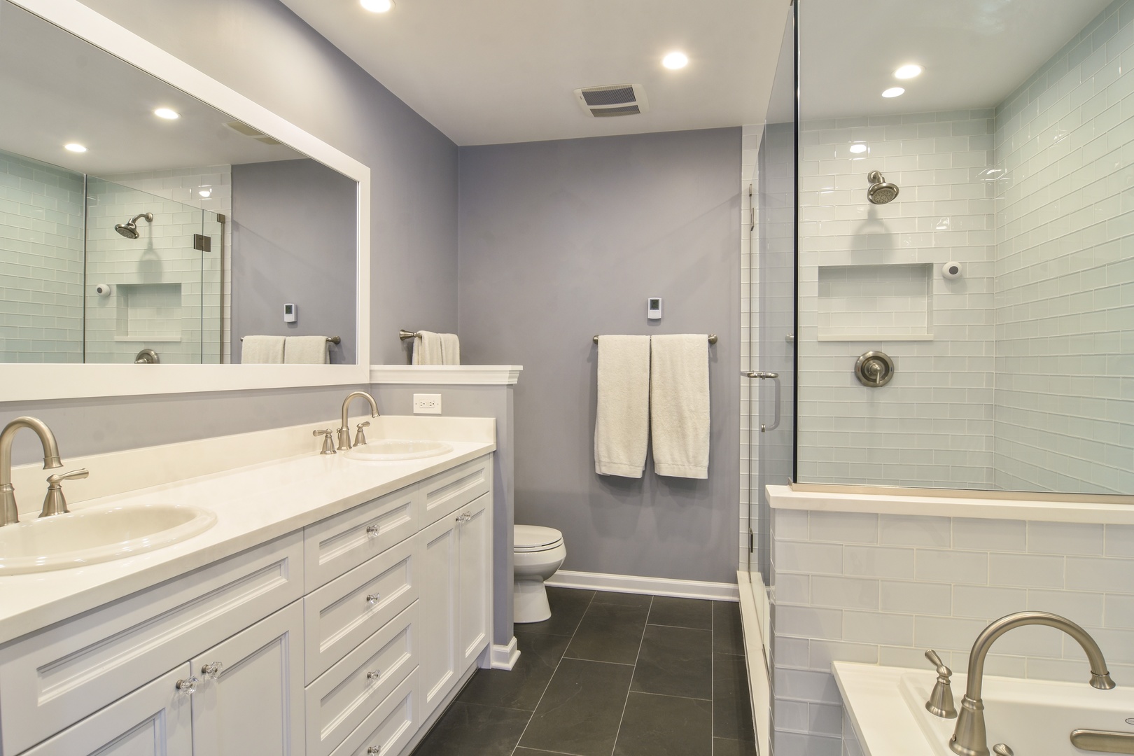 4 Burning Tree Road Rolling Meadows, IL 60008 - Photo 17 of 31 a bathroom with a double vanity sink mirror and shower