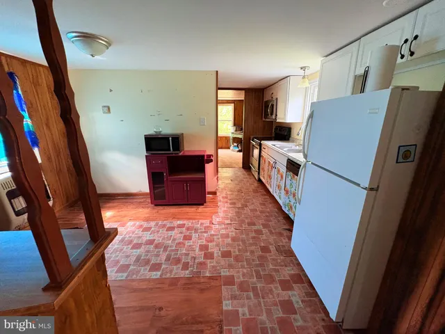 a hallway with windows