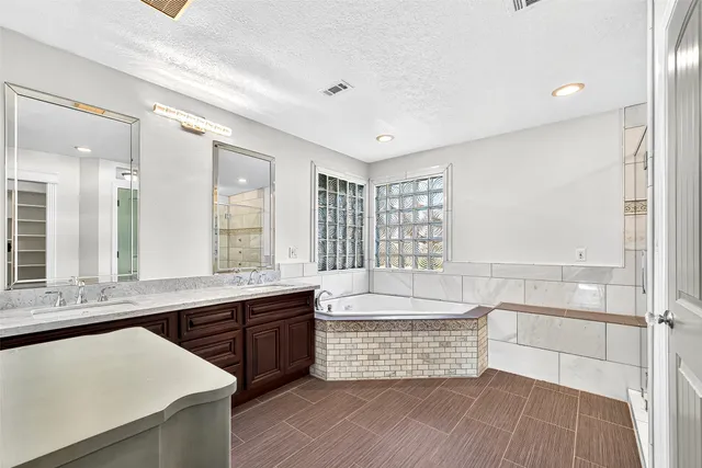 a view of cabinets and window