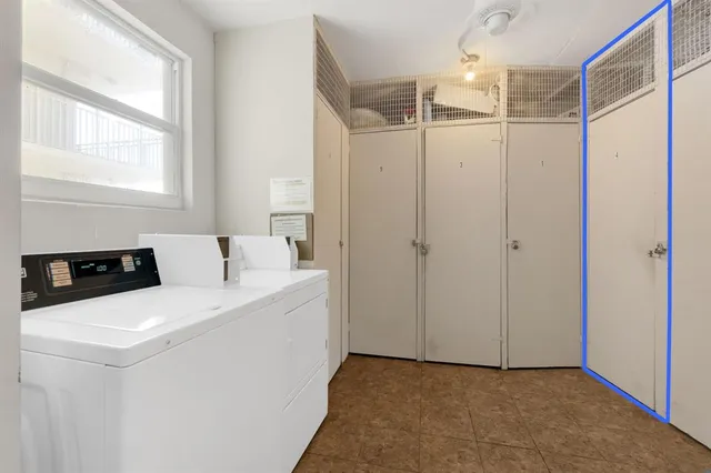 a view of small space with racks on the wall