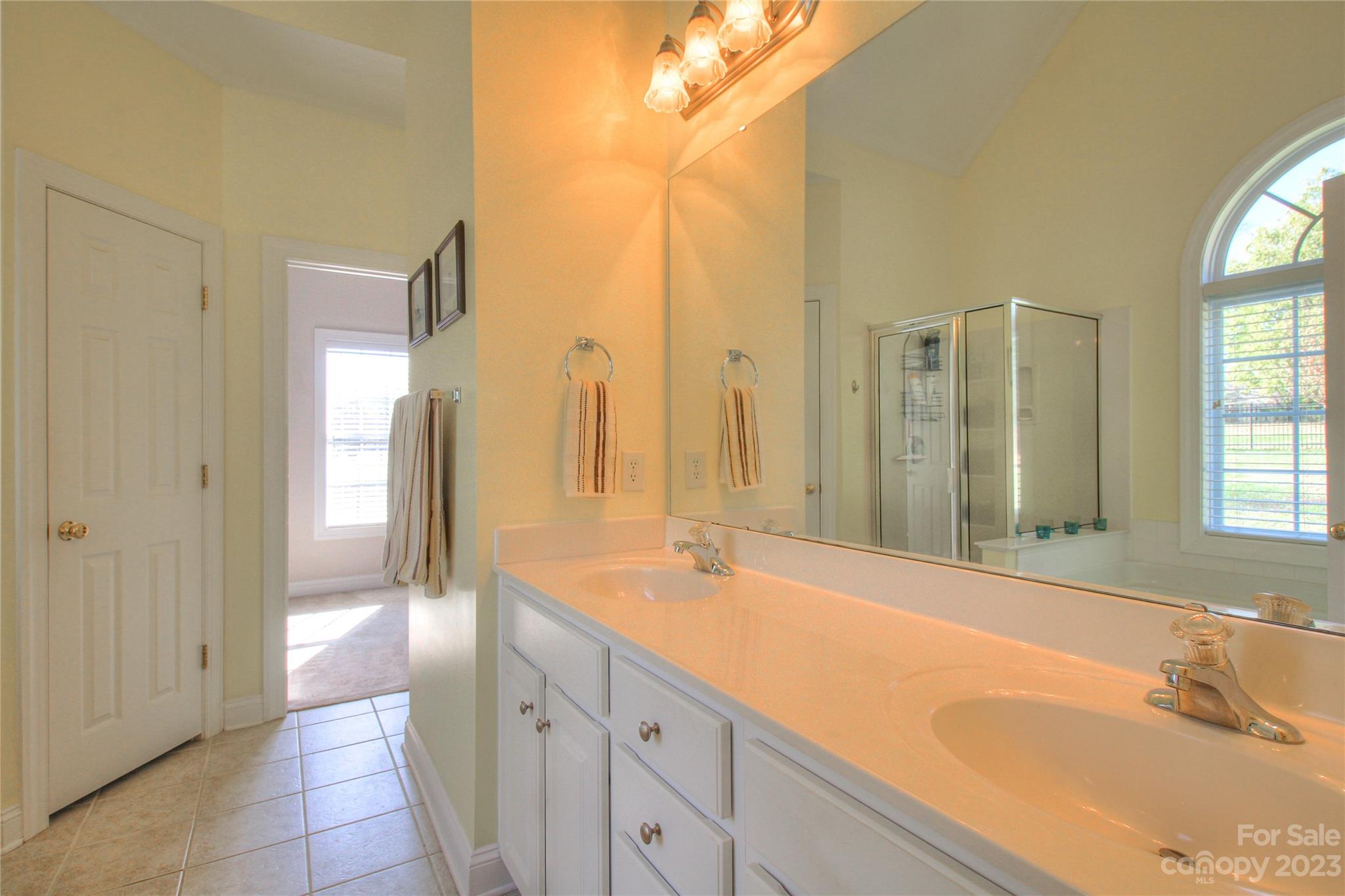 1016 Wesley Downs Road Wesley Chapel, NC 28110 - Photo 17 of 40 a spacious bathroom with a double vanity sink and a mirror