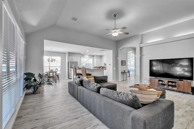 a living room with furniture and a flat screen tv
