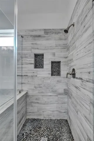 a bathroom with a shower