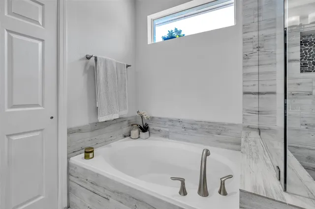 a bathroom with a tub