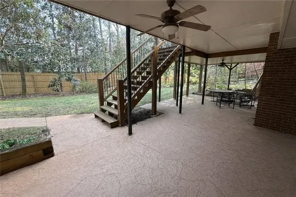 a view of outdoor space with seating