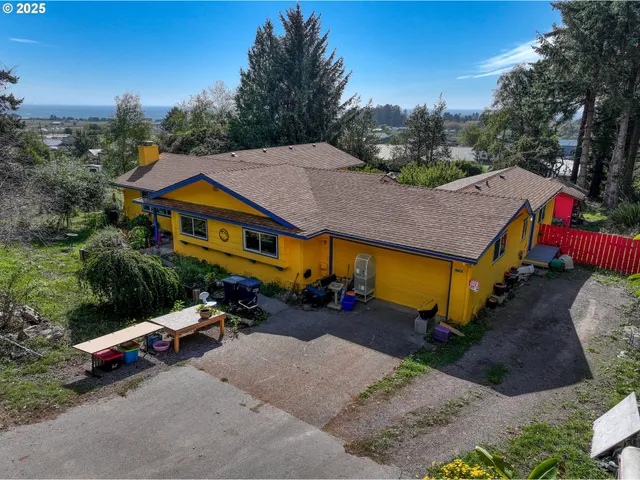an aerial view of a house