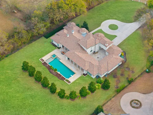 an aerial view of a house