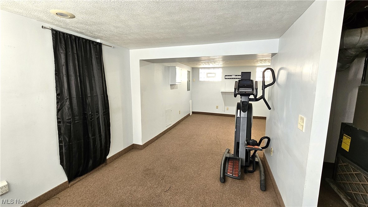 887 Rondel Road Cleveland, OH 44110 - Photo 30 of 34 Basement Rec-Room with brown carpet and glass block windows