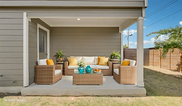 a view of a small space with window in it