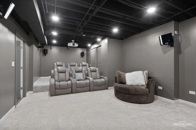 a projector room with couch