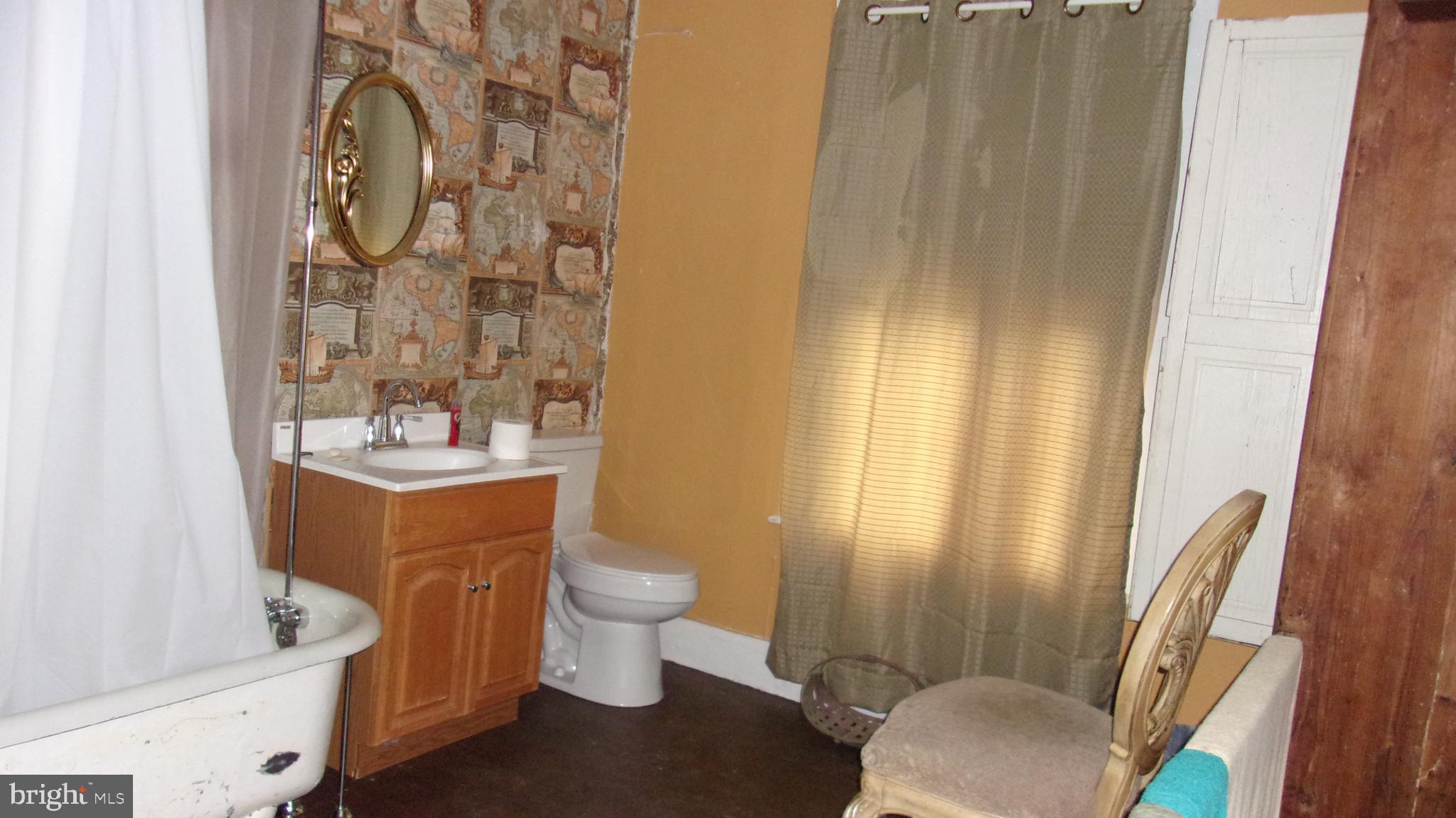 108 Knight Street Bloomington, MD 21523 - Photo 25 of 31 a bathroom with a sink a toilet a mirror and shower curtain