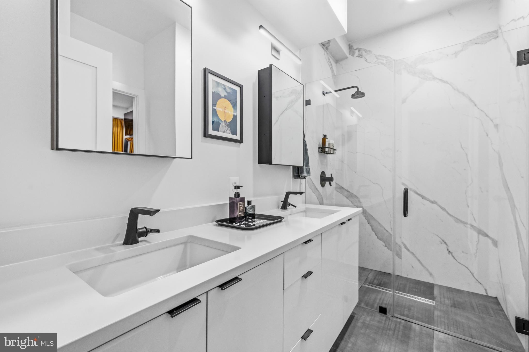 1729 T Street Northwest, Unit 3 Washington, DC 20009 - Photo 22 of 38 a bathroom with double sink and a mirror