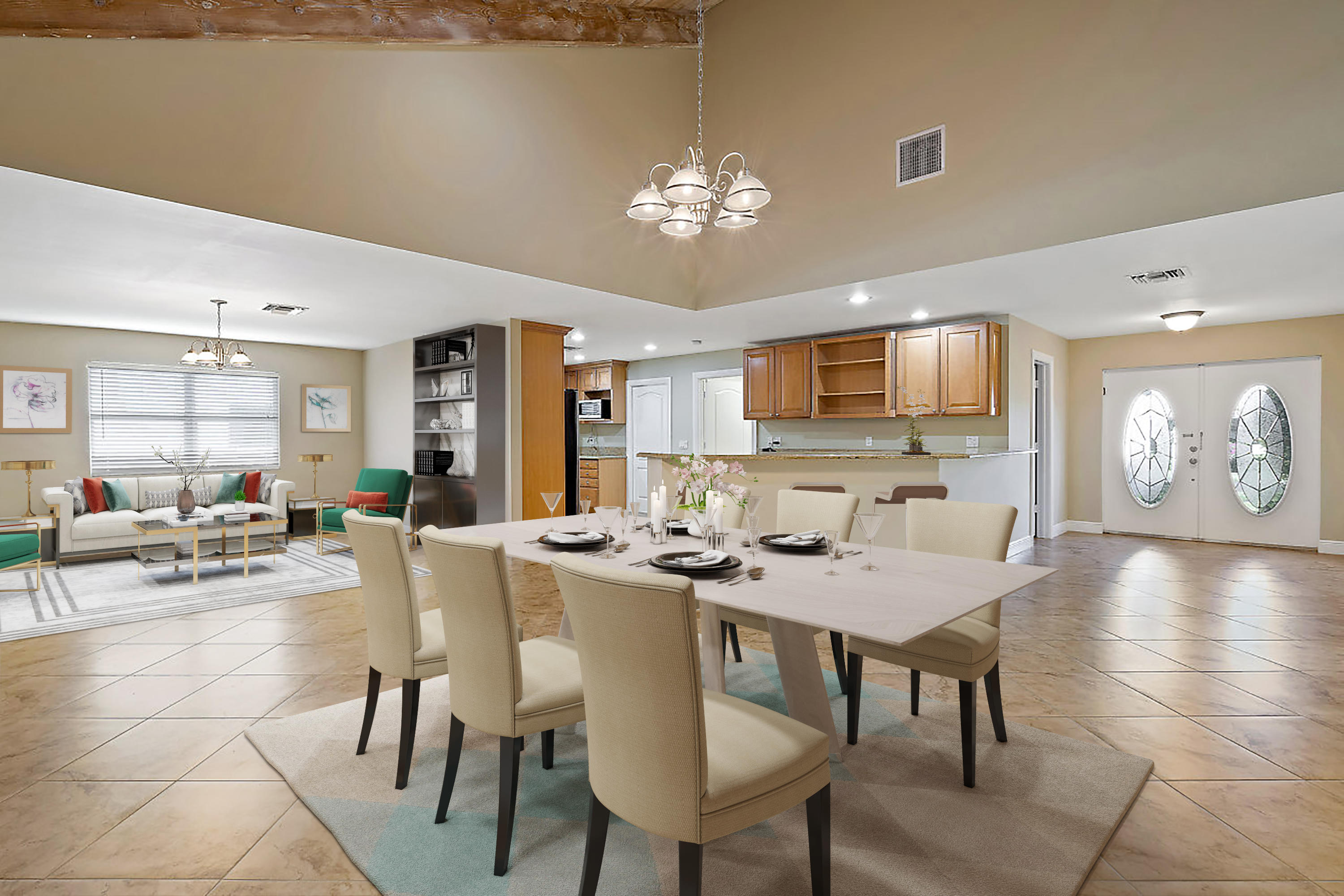 4572 White Cedar Lane Delray Beach, FL 33445 - Photo 9 of 37 a view of a dining room with furniture a chandelier and wooden floor