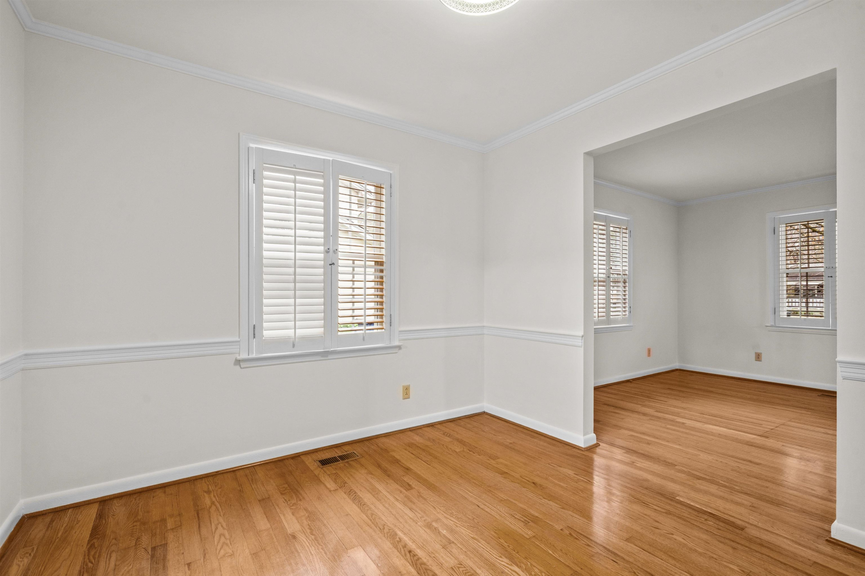 309 Glen Valley Road Raleigh, NC 27609 - Photo 8 of 34 Dining Room with Hardwood Floors and Plantation Shutters. Dining Room