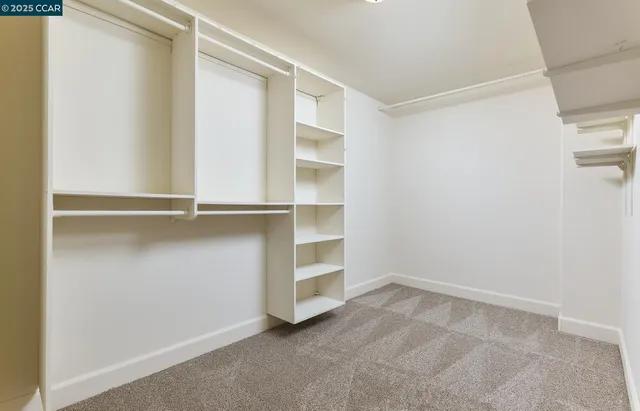 a view of an empty walk in closet