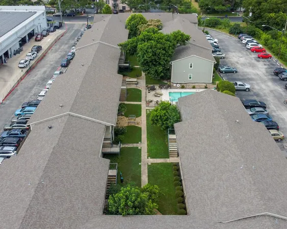 an aerial view of a house
