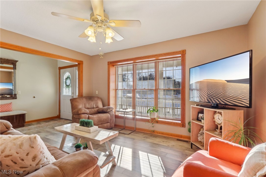 3353 Jens Way Perry, OH 44081 - Photo 10 of 49 Living room featuring ceiling fan and light hardwood / wood-style floors