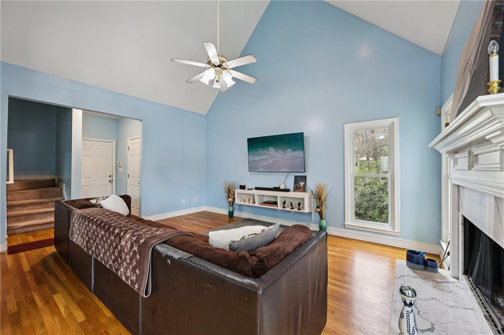 436 Lancelot Trail McDonough, GA 30252 - Photo 21 of 49 a bedroom with a bed and a flat screen tv