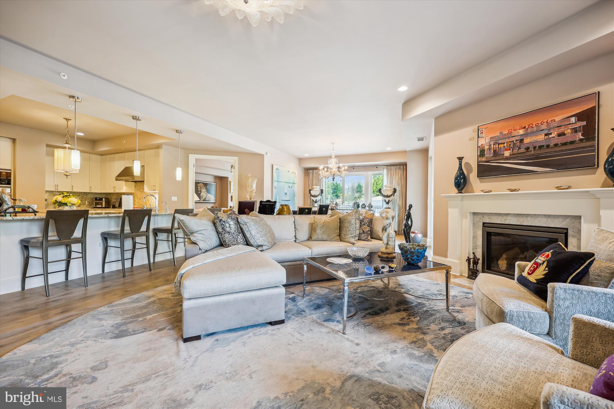 8121 River Road, Unit 451 Bethesda, MD 20817 - Photo 9 of 94 a living room with furniture and a fireplace