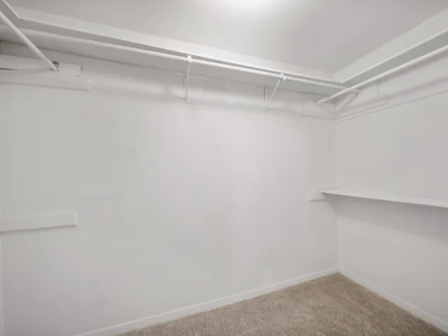 a view of an empty walk in closet