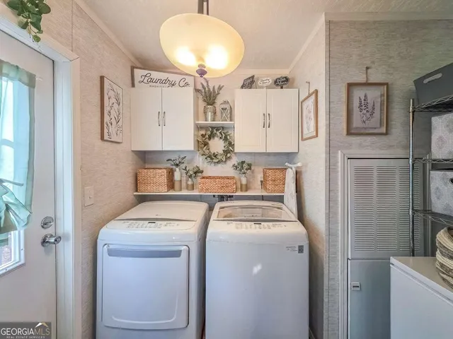 a room with a washer and dryer
