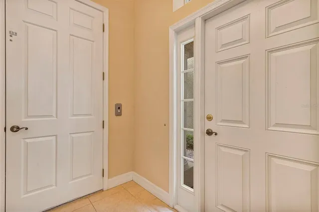 a view of a bathroom with a door