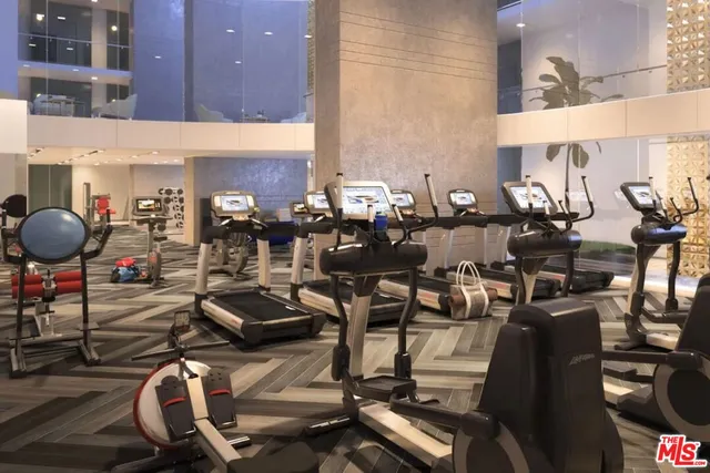 a room with gym equipment
