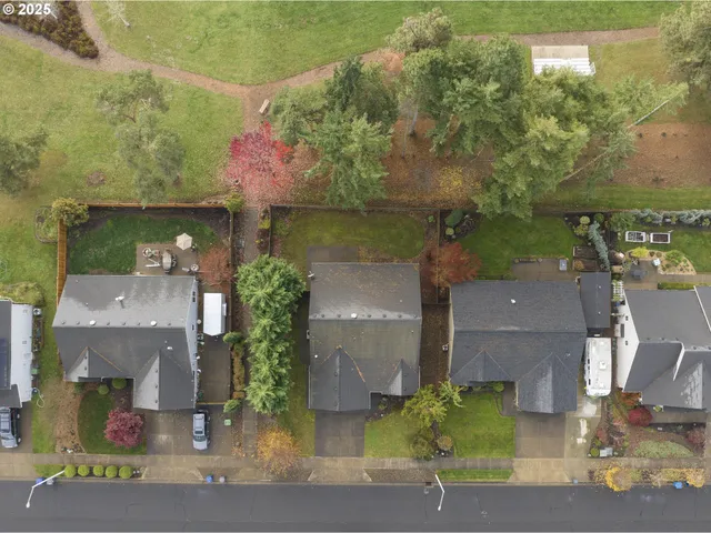 an aerial view of a house
