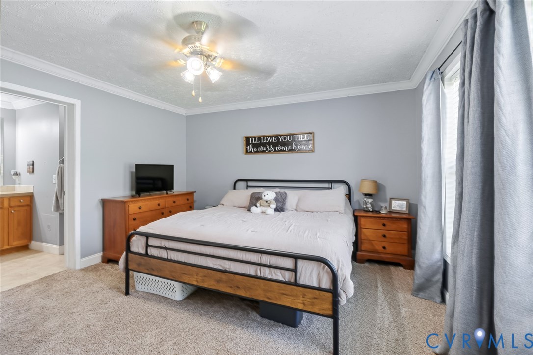 10910 Courthouse Road Dinwiddie, VA 23841 - Photo 19 of 38 Bedroom featuring neutral-toned carpeting, crown m