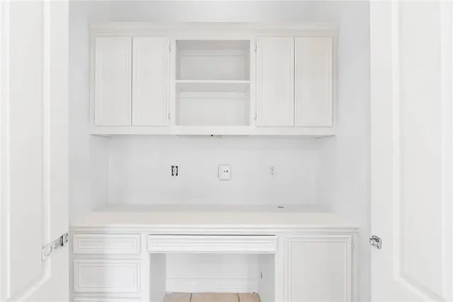 a view of white cabinets