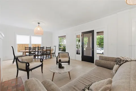 a view of a dining room and livingroom view