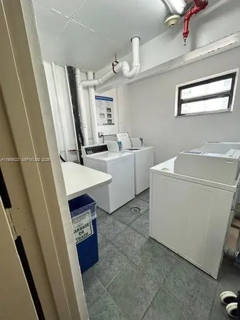a room with washing machine