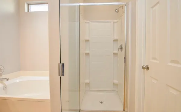 a bathroom with a bathtub