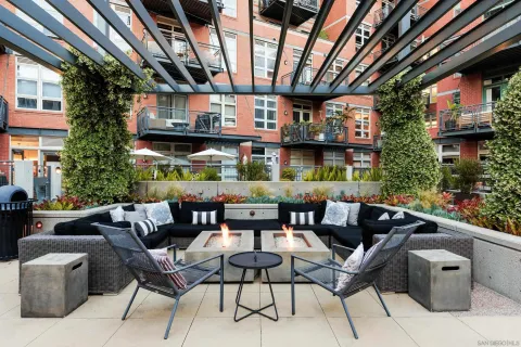 a outdoor living space with furniture