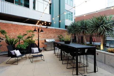 a view of an outdoor seating area