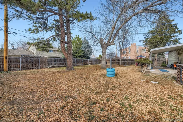 a view of a yard with a house and a tree