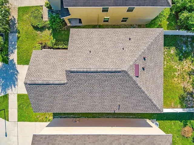 an aerial view of a house