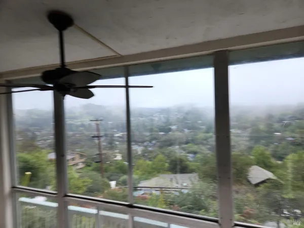 a view of a glass door
