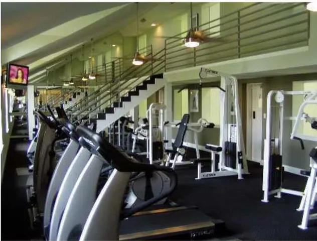 a room with gym equipment
