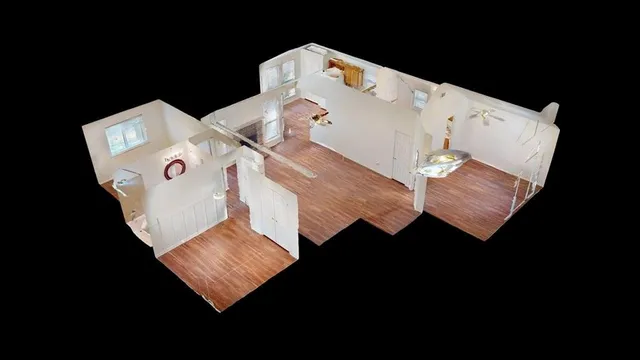 a view of a living room with furniture