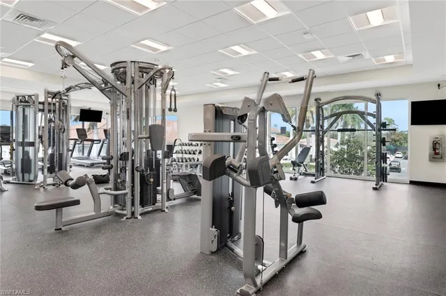 a view of a room with gym equipment