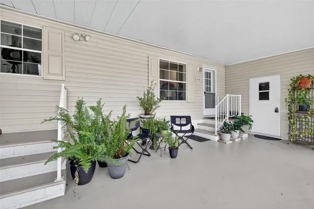 a potted plant sitting in front of a house