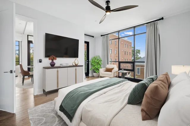 a bathroom with a shower and a tub