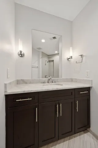 a view of a terrace with a bench